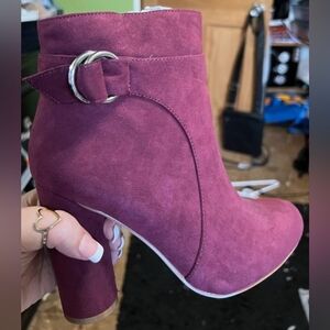 Burgundy booties